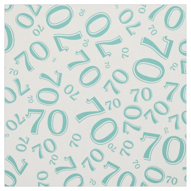 70th  Cool Random Number Pattern Teal 70 Fabric (Swatch)