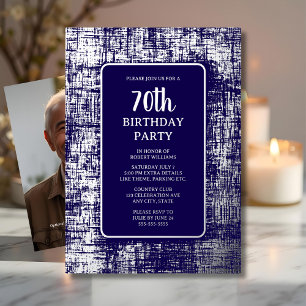 70th Custom Birthday Party Siver Navy Classy