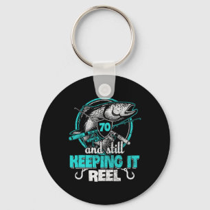 70th Fishing Funny Birthday Shirt Fisherman Keepin Key Ring