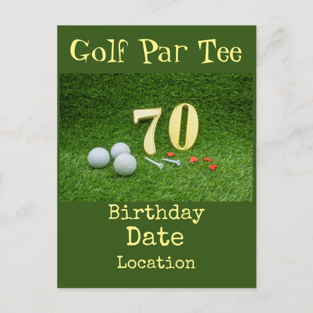 70th Golf birthday Par Tee party Invitation Postcard (Front)
