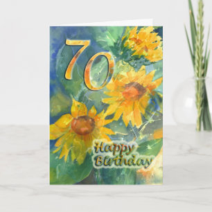 70th Happy Birthday Card - Sunflowers