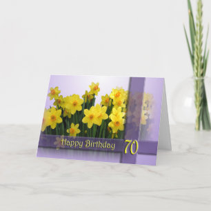 70th Happy Birthday Card - Yellow daffodils