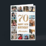 70th Happy Birthday Gold and White Photo Collage Card<br><div class="desc">70th Happy Birthday Gold and White Photo Collage Birthday Card. For further customisation,  please click the "Customise it" button and use our design tool to modify this template.</div>