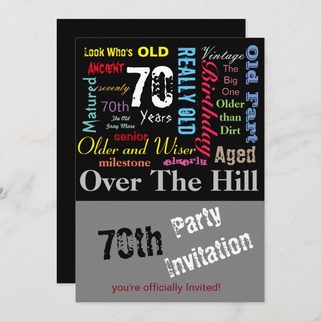 70th Happy Birthday in a Graffiti Style Invitation (Front/Back)