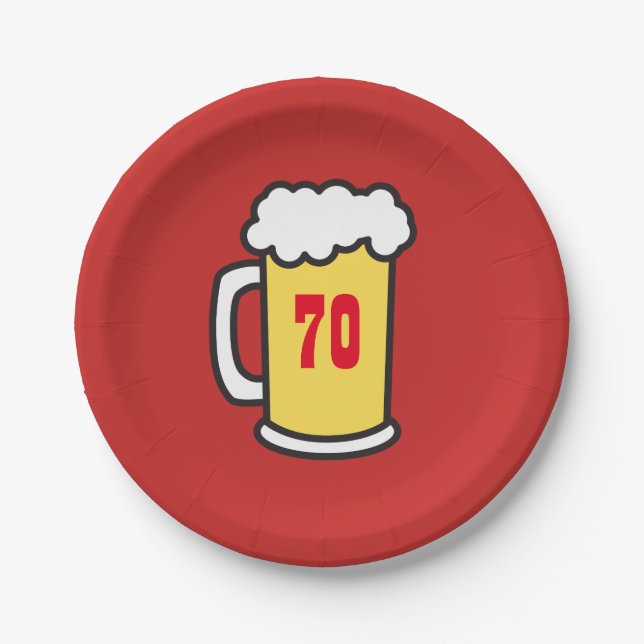 70th Milestone Birthday Party Beer Plates (Front)