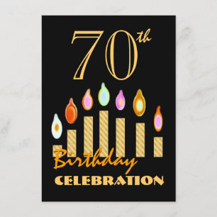 70th or Any Year Birthday Gold Candles Budget C08 Invitation