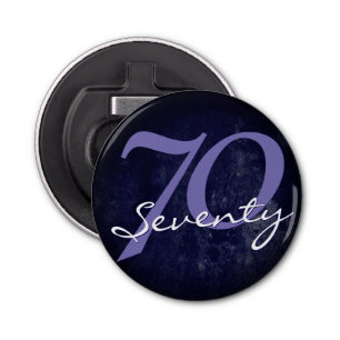 70th Party Birthday / Anniversary Purple White Bottle Opener