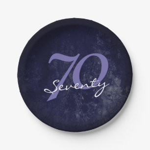 70th Party   Birthday / Anniversary Purple White Paper Plate