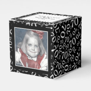 70th Photo Keepsake - Black/White  Number Pattern Favour Box
