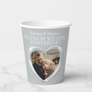 70th Platinium Wedding anniversary heart photo Paper Cups