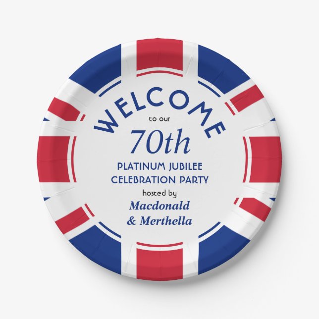 70th Platinum Celebration UNION JACK  Paper Plate (Front)