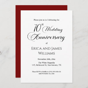 70th Platinum Wedding Anniversary Elegant Script Invitation