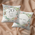 70th Platinum Wedding Anniversary Roses Floral Cushion<br><div class="desc">Featuring a delicate watercolor floral garland,  this chic botanical 70th wedding anniversary keepsake pillow can be personalised with your special anniversary information in elegant text. Designed by Thisisnotme©</div>