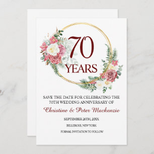 70th Platinum Wedding Anniversary Save The Date
