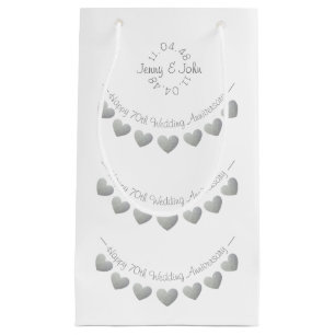 70th Platinum Wedding Anniversary white Small Gift Bag
