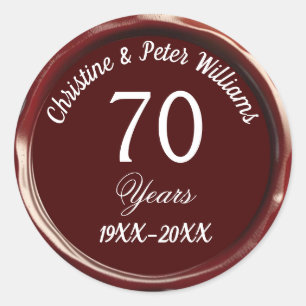 70th Platinum Wedding Burgundy Wax Seal Sticker