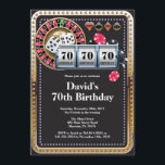 70th Poker Playing Card Casino Birthday Invitation<br><div class="desc">Poker Playing Card Casino Gold birthday invitation. Casino theme gold glitter invite,  18th 20th 21st 30th 40th 50th 60th 70th 80th 90th 100th,  Any age. For further customisation,  please click the "Customise it" button and use our design tool to modify this template.</div>