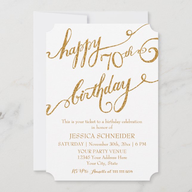 70th, Seventieth Birthday Party Ticket Celebration Invitation (Front)