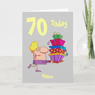 70th seventy today birthday cartoon personalised card