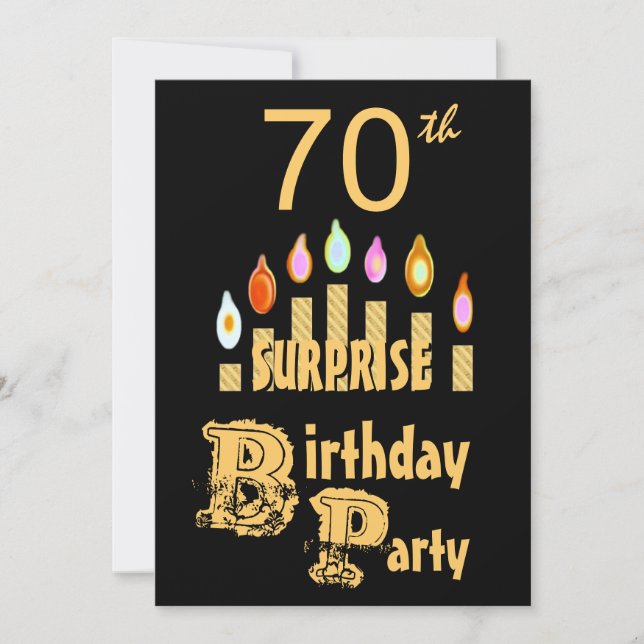 70th SURPRISE Birthday Party Invitation - GOLD (Front)