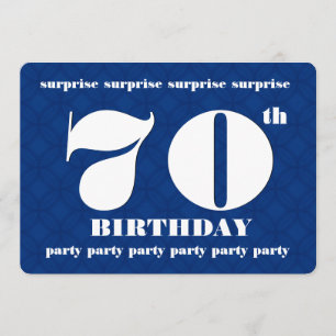 70th SURPRISE Blue and White Birthday Party v005A Invitation