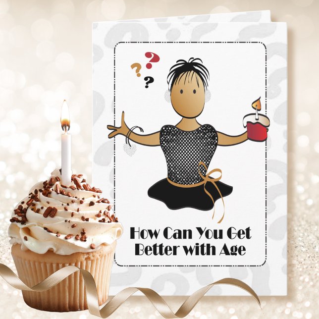 70th Sweet Cute Ethnic Female Cartoon Birthday   Card (Creator Uploaded)