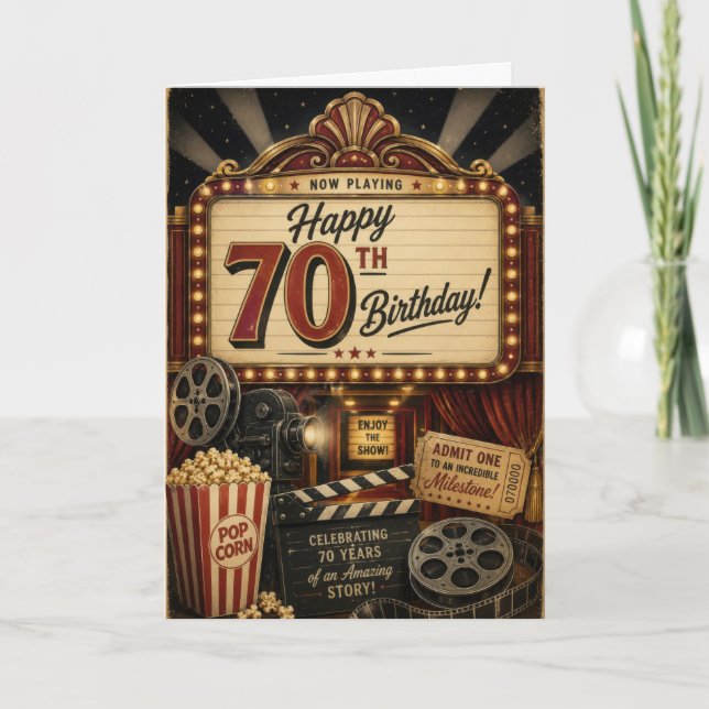 70th Vintage Birthday Card (Front)