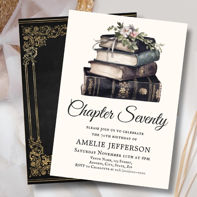 70th Vintage Victorian Book Theme Birthday  Invitation (Creator Uploaded)
