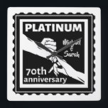 70th wedding anniversary blue platinum traditional<br><div class="desc">If you would like any help customising this design,  please use the ask this designer button,  just below this text. This design has a vector illustration of a husband and wife holding hands. A romantic design for your 70th,  Seventyieth wedding anniversary. The traditional gift for this anniversary is platinum.</div>