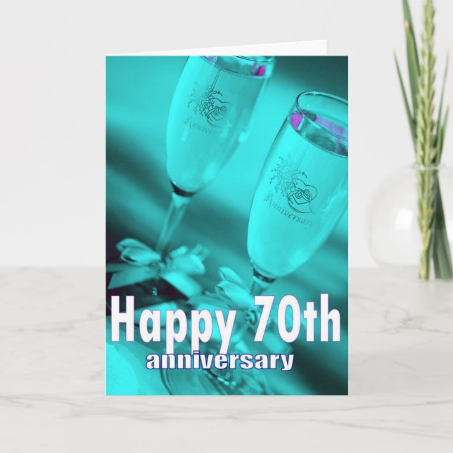 70th wedding anniversary champagne celebration card (Front)