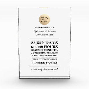 70th Wedding Anniversary Custom Gift Plaque