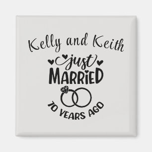 70th Wedding Anniversary Custom Names Platinum Magnet