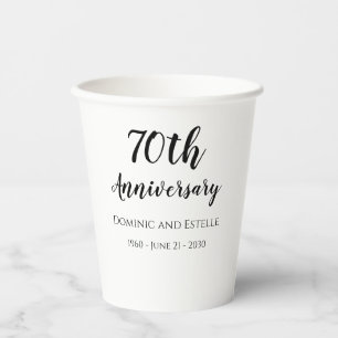 70th Wedding Anniversary Custom Paper Cups