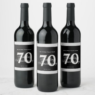 70th Wedding Anniversary Custom Wine Label