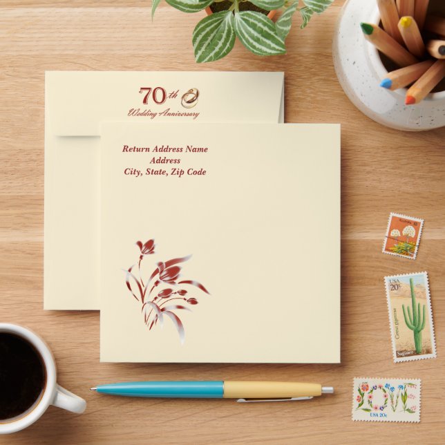 70th Wedding Anniversary Customisable Envelopes (Desk)
