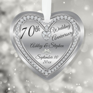70th Wedding Anniversary Diamond Platinum Keepsake Ornament