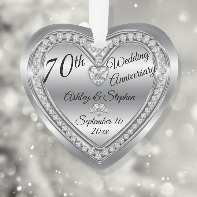 70th Wedding Anniversary Diamond Platinum Keepsake Ornament (Creator Uploaded)
