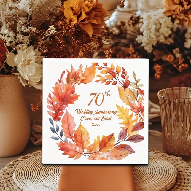70th Wedding Anniversary Fall Floral Napkin (Creator Uploaded)