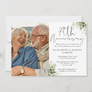 70th Wedding Anniversary Floral Greenery Invitation