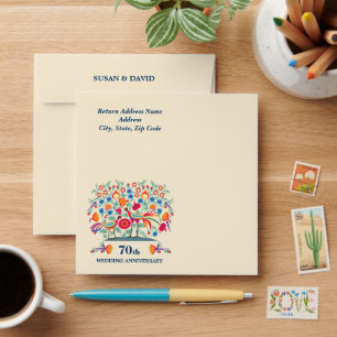 70th Wedding Anniversary Folk Art Envelope