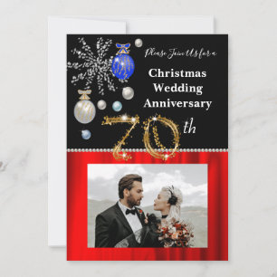 70th Wedding Anniversary & Gold Festive Holiday Invitation