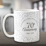 70th Wedding Anniversary Love Hearts Confetti Coffee Mug<br><div class="desc">Featuring delicate love hearts confetti. Personalise with your special 70 years platinum anniversary information in chic lettering. Designed by Thisisnotme©</div>