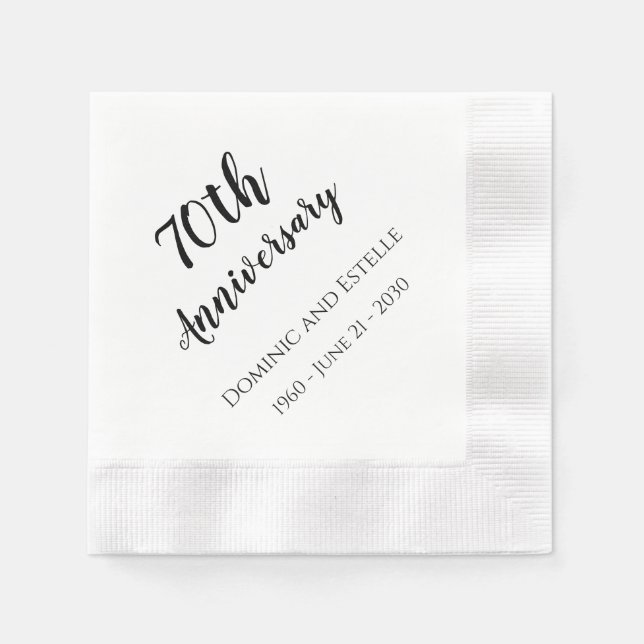 70th Wedding Anniversary Napkins Custom (Front)