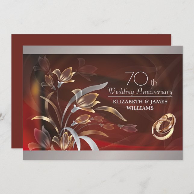 70th Wedding Anniversary Party Invitations (Front/Back)