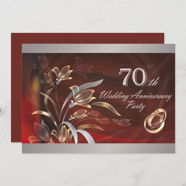 70th Wedding Anniversary Party Invitations (Front/Back)