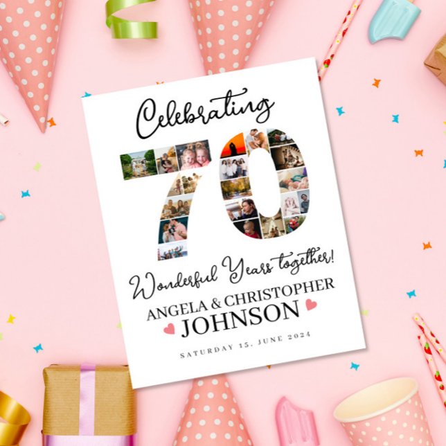 70th Wedding Anniversary Photo Collage party Sign (Creator Uploaded)