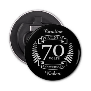 70th Wedding ANNIVERSARY PLATINUM Bottle Opener
