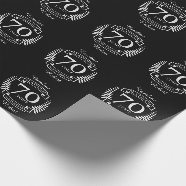 70th Wedding ANNIVERSARY PLATINUM Wrapping Paper (Corner)