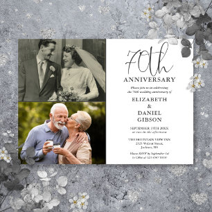 70th Wedding Anniversary Then And Now 2 Photo Invitation