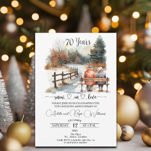 70th Wedding Anniversary Winter Landscape Romantic Invitation